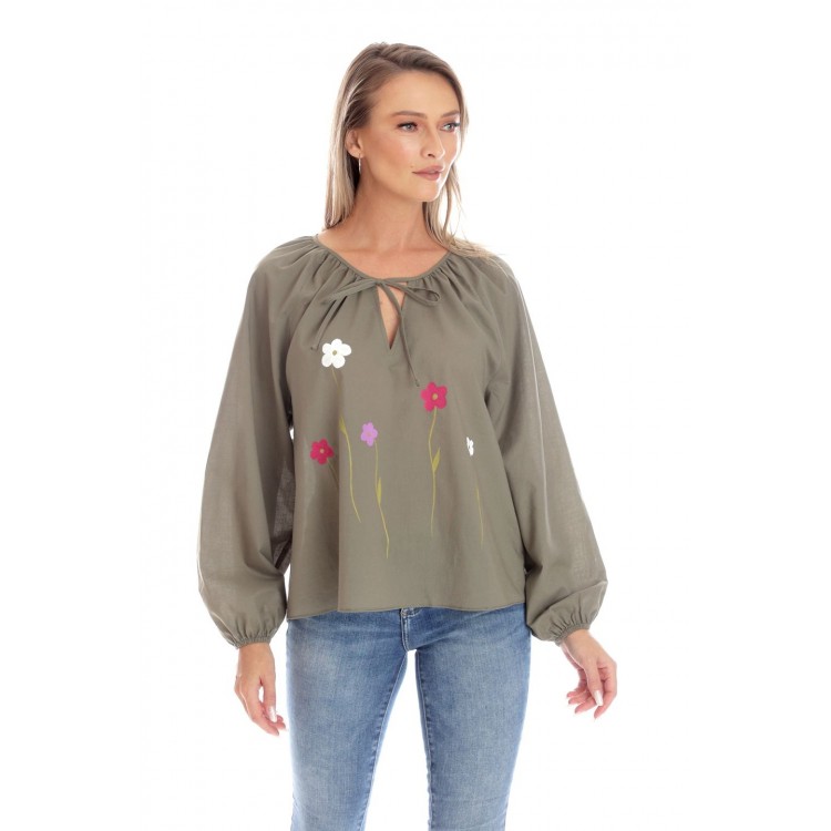 Bluza Dama, Eranthe, Boho, stil IE cu Pictura Realizata Manual V357