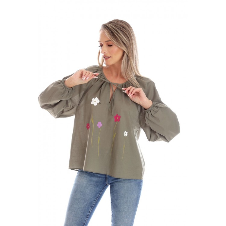 Bluza Dama, Eranthe, Boho, stil IE cu Pictura Realizata Manual V357