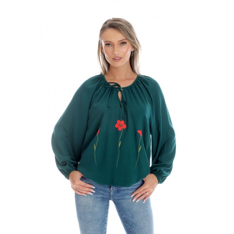 Bluza Dama, Eranthe, Boho, stil IE cu Pictura Realizata Manual V359