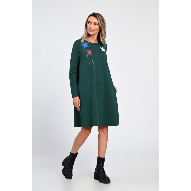 Rochie Dama, Eranthe, A-Line, cu Buzunare Laterale si Pictura Realizata Manual V363