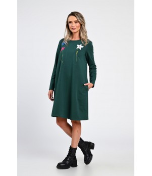 Rochie Dama, Eranthe, A-Line, cu Buzunare Laterale si Pictura Realizata Manual V363