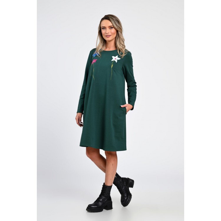 Rochie Dama, Eranthe, A-Line, cu Buzunare Laterale si Pictura Realizata Manual V363