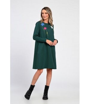 Rochie Dama, Eranthe, A-Line, cu Buzunare Laterale si Pictura Realizata Manual V363