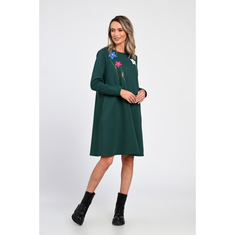 Rochie Dama, Eranthe, A-Line, cu Buzunare Laterale si Pictura Realizata Manual V363