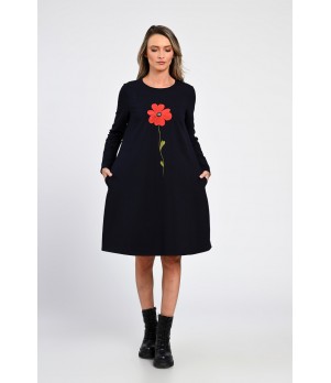 Rochie Dama, Eranthe, A-Line, cu Buzunare Laterale si Pictura Realizata Manual V364