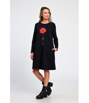 Rochie Dama, Eranthe, A-Line, cu Buzunare Laterale si Pictura Realizata Manual V364