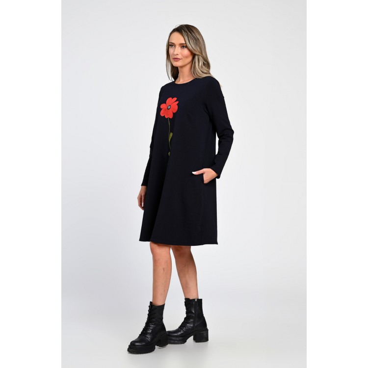 Rochie Dama, Eranthe, A-Line, cu Buzunare Laterale si Pictura Realizata Manual V364