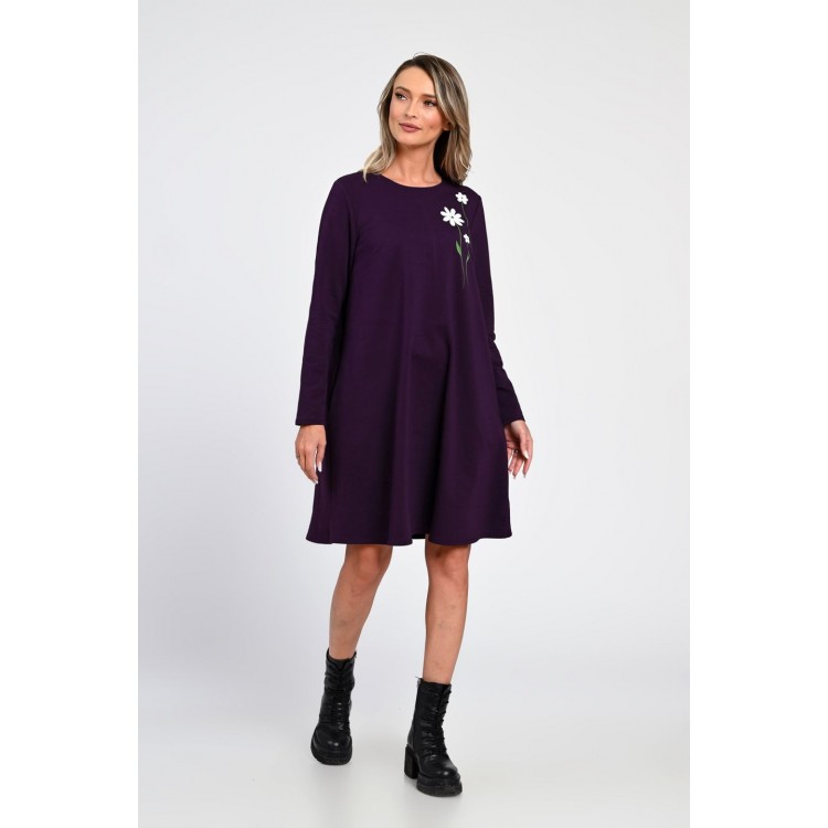 Rochie Dama, Eranthe, A-Line, cu Buzunare Laterale si Pictura Realizata Manual V365