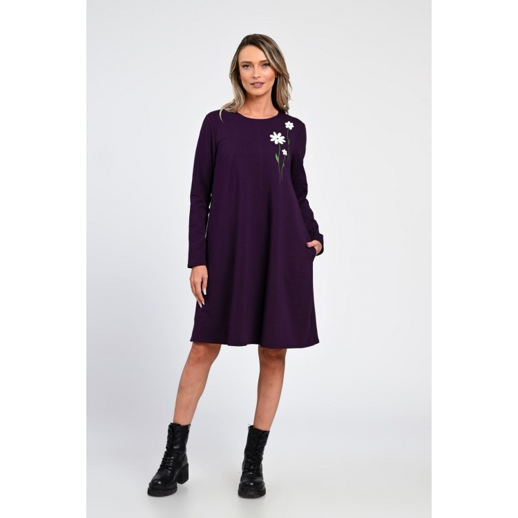 Rochie Dama, Eranthe, A-Line, cu Buzunare Laterale si Pictura Realizata Manual V365