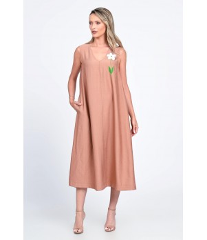 Rochie Dama, Eranthe, V-Neckline V323P, cu Pictura Realizata Manual