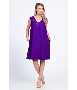 Rochie Dama, Eranthe, V-Neckline V340, cu Pictura Realizata Manual