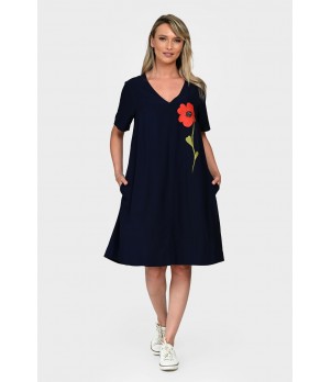Rochie Dama, Eranthe, V-Neckline V342, cu Pictura Realizata Manual