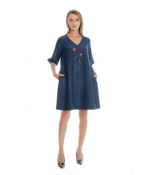 Rochie Dama, Eranthe, V-Neckline V346, cu Pictura Realizata Manual
