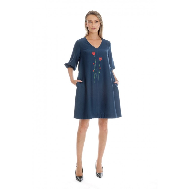 Rochie Dama, Eranthe, V-Neckline V346, cu Pictura Realizata Manual