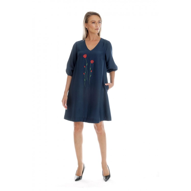 Rochie Dama, Eranthe, V-Neckline V346, cu Pictura Realizata Manual