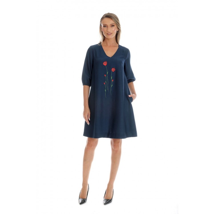 Rochie Dama, Eranthe, V-Neckline V346, cu Pictura Realizata Manual