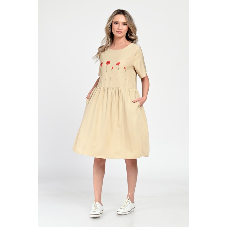 Rochie Medie Dama, Casual, Bej V308