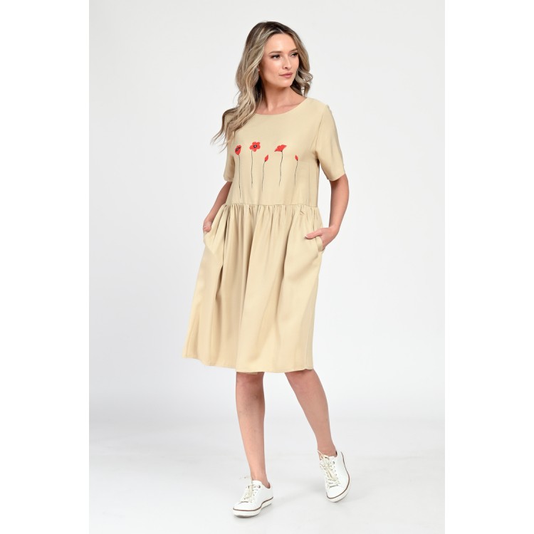 Rochie Medie Dama, Casual, Bej V308