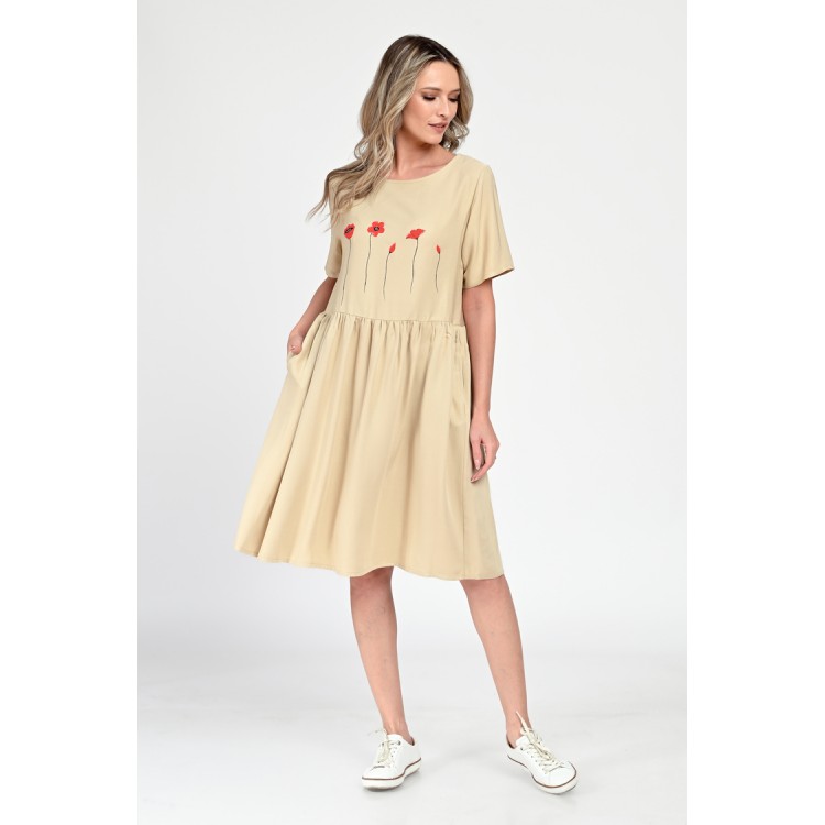 Rochie Medie Dama, Casual, Bej V308