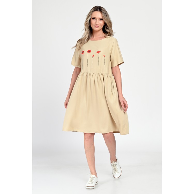 Rochie Medie Dama, Casual, Bej V308