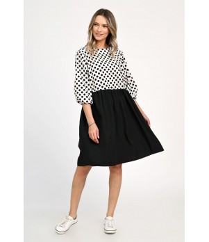 Rochie Medie Dama, Casual, cu Buline alb/negru 309