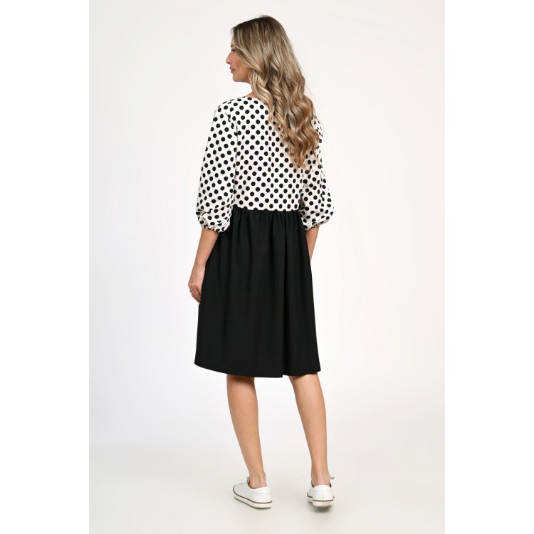 Rochie Medie Dama, Casual, cu Buline alb/negru 309