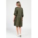 Rochie Medie Dama V310, Pictata manual, Kaki cu model floral