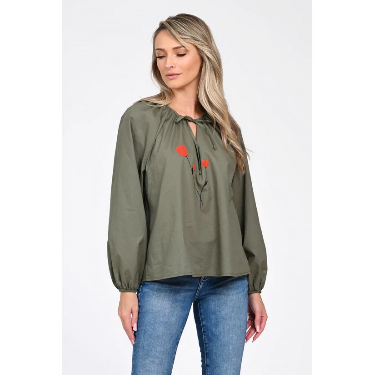 Bluza Dama, Eranthe, Boho, stil IE cu Pictura Realizata Manual V357A