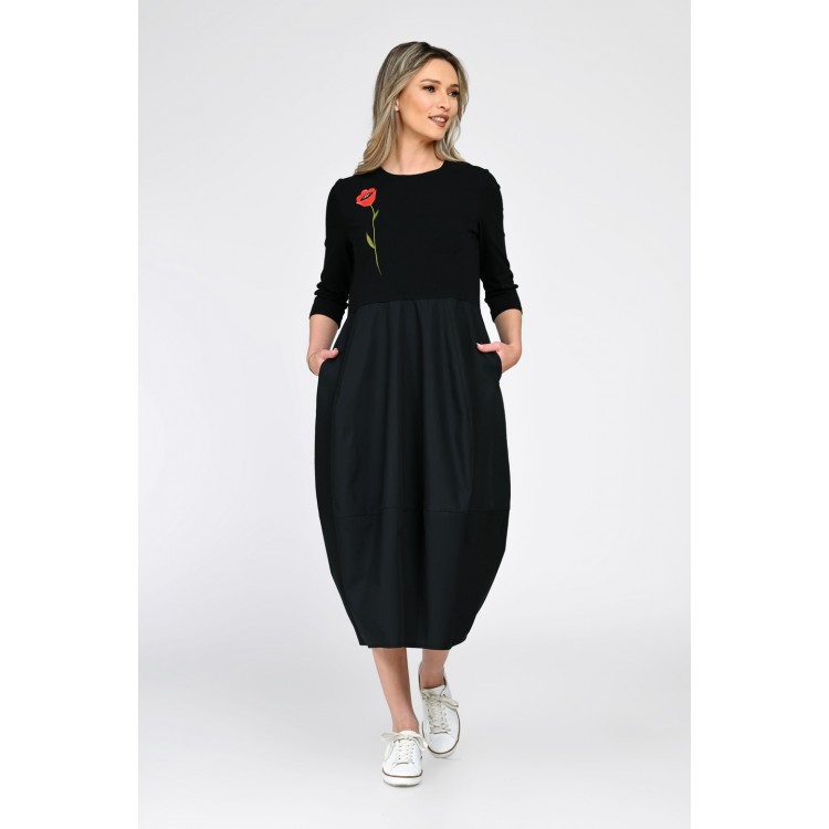 Rochie Dama, Eranthe, Baloon, tip Lalea, cu Pictura Realizata Manual V366