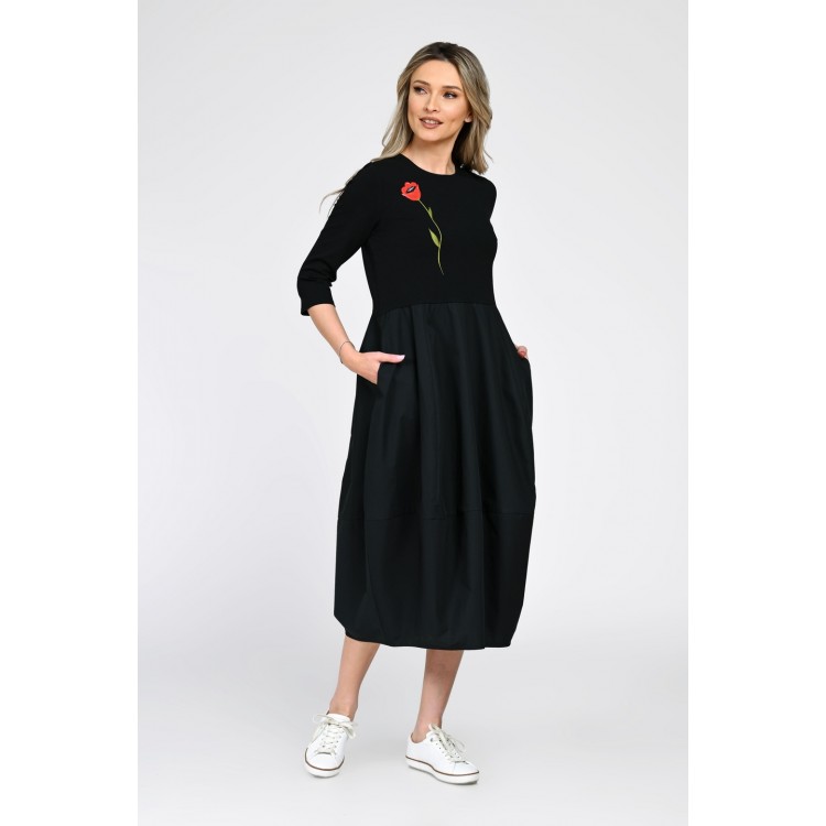 Rochie Dama, Eranthe, Baloon, tip Lalea, cu Pictura Realizata Manual V366