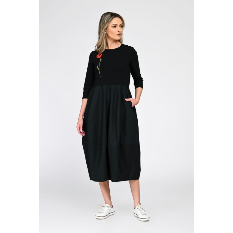 Rochie Dama, Eranthe, Baloon, tip Lalea, cu Pictura Realizata Manual V366