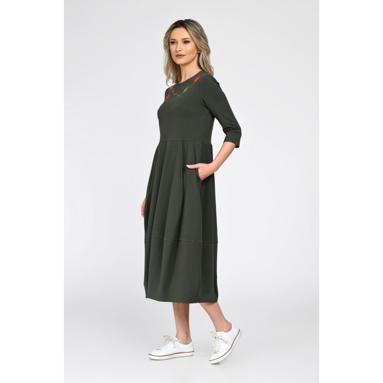 Rochie Dama, Eranthe, Baloon, tip Lalea, cu Pictura Realizata Manual V367