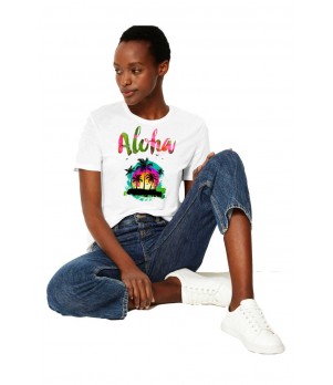Tricou dama alb -  Aloha Exotic