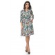 Rochie Multicolor cu snur in talie si model floral Rochie Multicolor cu snur in talie si model floral