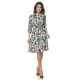 Rochie Multicolor cu snur in talie si model floral Rochie Multicolor cu snur in talie si model floral