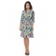 Rochie Multicolor cu snur in talie si model floral Rochie Multicolor cu snur in talie si model floral