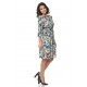 Rochie Multicolor cu snur in talie si model floral Rochie Multicolor cu snur in talie si model floral