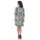 Rochie Multicolor cu snur in talie si model floral Rochie Multicolor cu snur in talie si model floral