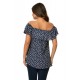 Bluza dama volan - alb/bleumarin