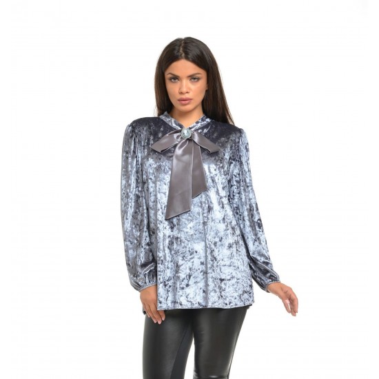 Bluza Dama catifea & funda satin Gri Bluza Dama catifea & funda satin Gri