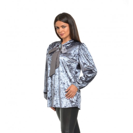 Bluza Dama catifea & funda satin Gri Bluza Dama catifea & funda satin Gri