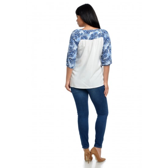 Bluza Dama Alba cu flori albastre Bluza Dama Alba cu flori albastre