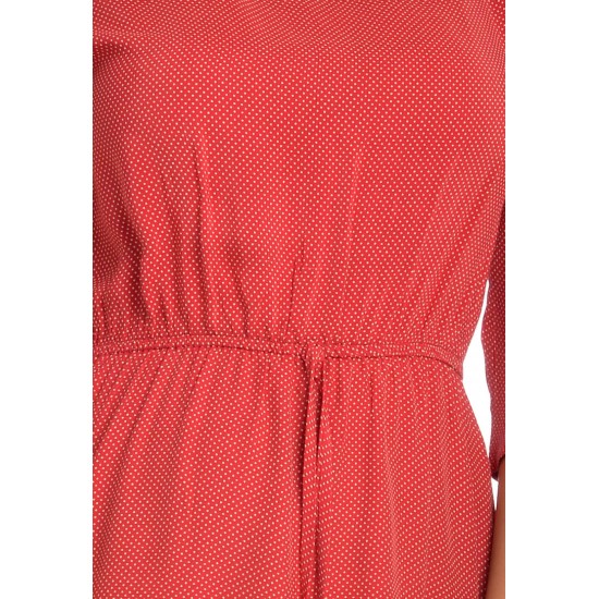 Rochie Rosie Dama cu Buline Albe Rochie Rosie Dama cu Buline Albe