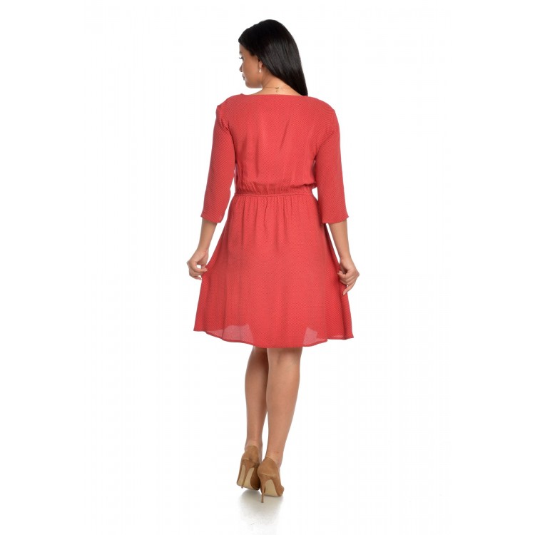 Rochie Rosie Dama cu Buline Albe Rochie Rosie Dama cu Buline Albe