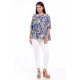 Bluza Dama Ampla cu flori Albastra Bluza Dama Ampla cu flori Albastra