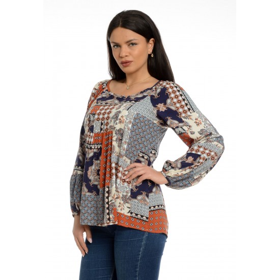 Bluza Dama Platca Bej cu Maneca Bufanta Bluza Dama Platca Bej cu Maneca Bufanta