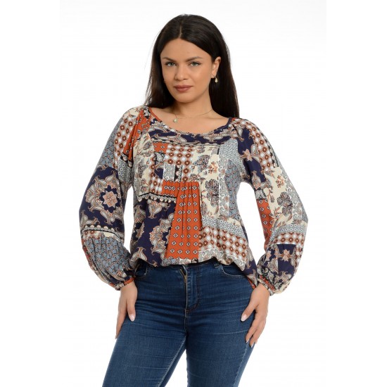 Bluza Dama Platca Bej cu Maneca Bufanta Bluza Dama Platca Bej cu Maneca Bufanta
