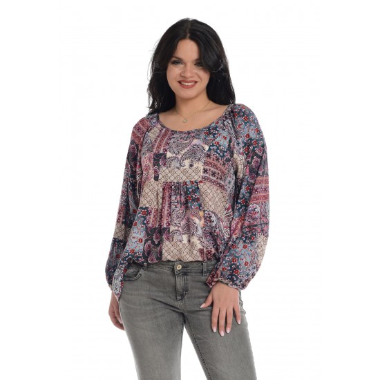 Bluza Dama Platca Mov cu Maneci Bufante Bluza Dama Platca Mov cu Maneci Bufante