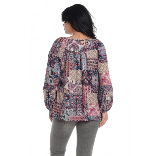 Bluza Dama Platca Mov cu Maneci Bufante Bluza Dama Platca Mov cu Maneci Bufante
