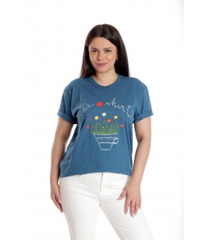Bluza Dama, Albastru cu Pictura Murala 